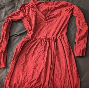 Large maroon maxi long sleeve dress